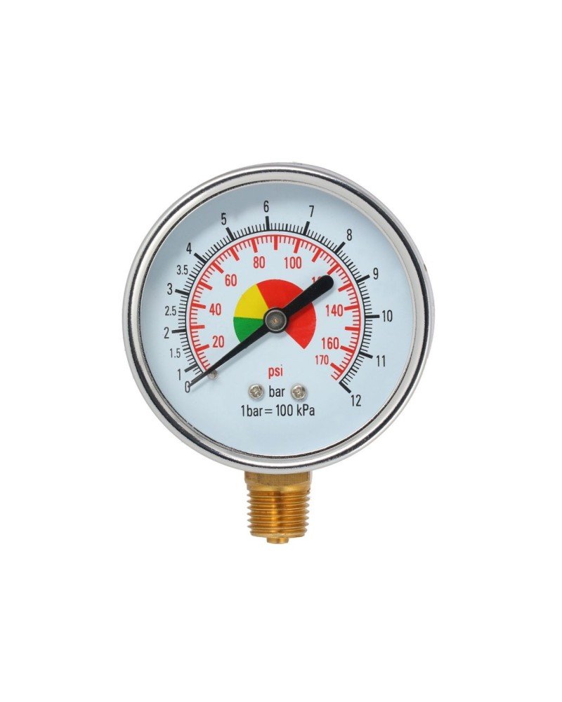 Manomètre 1/4" 12 bar Raccordement par le bas