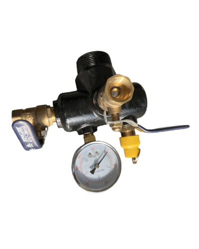 Manomètre Avec Distributeur Pressostat Complet avec Soupape De Sécurité et Manomètre 1/4" 12 Bar
