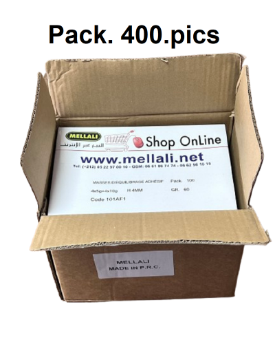 Masses d’équilibrage Autocollant en acier pour jantes en aluminium. Vente BOITE 400 Pics