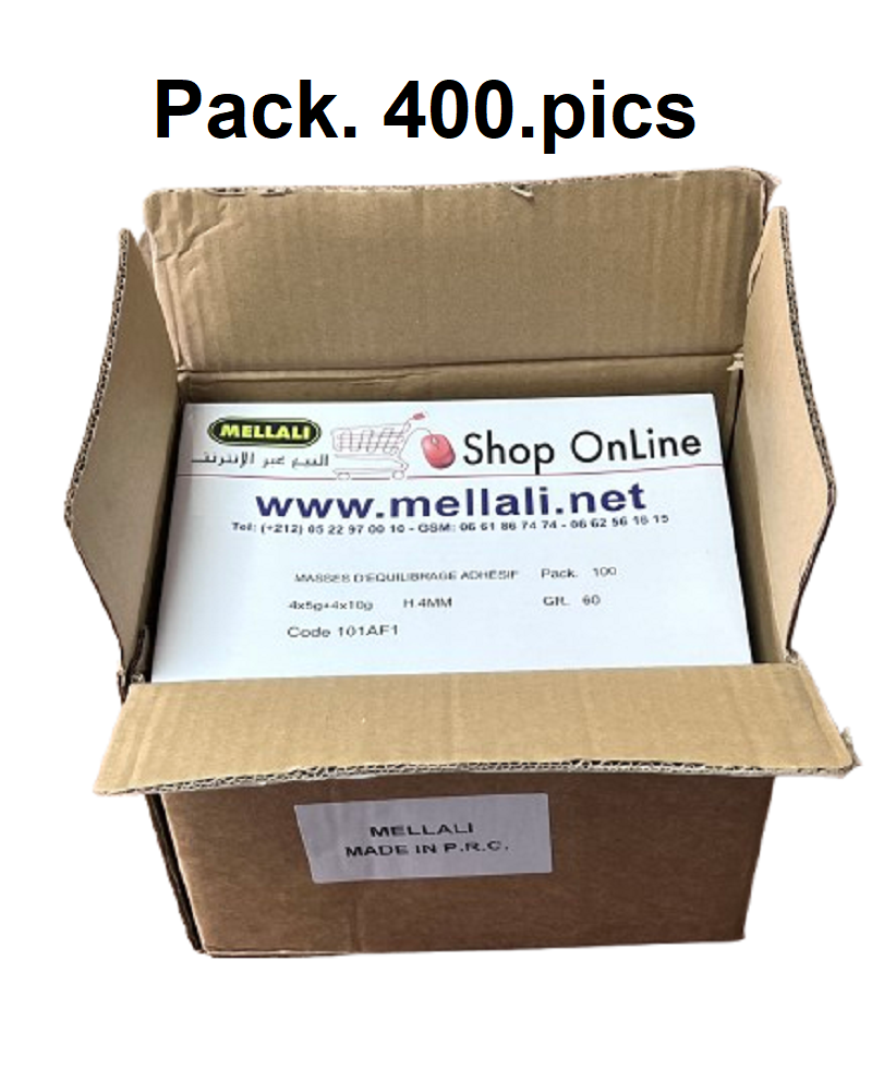 Masses d’équilibrage Autocollant en acier pour jantes en aluminium. Vente BOITE 400 Pics